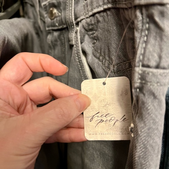 Free People We The Free Eden Slouchy Wide Leg Diamond Grey Jeans - Picture 3 of 3